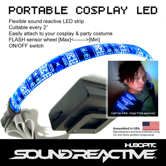 Sound reactive 12" inch LED Strip Lights - Cosplayer sound activate lights cuttable portable string light for cosplay party costume