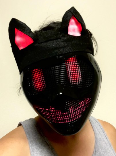 Black Cat Mask HUBOPTIC® Neko DJ mask Sound Reactive Light Up Mask JP0001