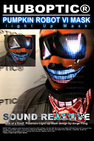 Cyborg Pumpkin clown LED Mask HUBOPTIC® DJ mask Sound Reactive Light Up Mask ledmask24001