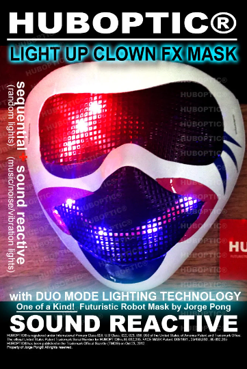 Cyborg Clown FX LED Mask HUBOPTIC® DJ mask Sound Reactive Light Up Mask ledmask25001