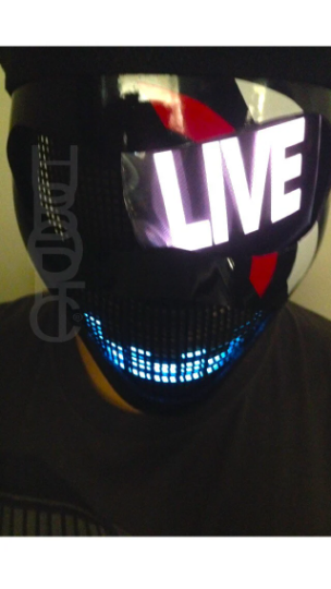 Custom Stripes Logo Robot Mask HUBOPTIC® DJ mask Sound Reactive Light Up Mask ledmask10001