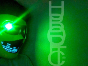 Green Eyes Robot Mask HUBOPTIC® DJ mask Sound Reactive Light Up Mask ledmask7001