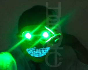 Green Eyes Robot Mask HUBOPTIC® DJ mask Sound Reactive Light Up Mask ledmask7001