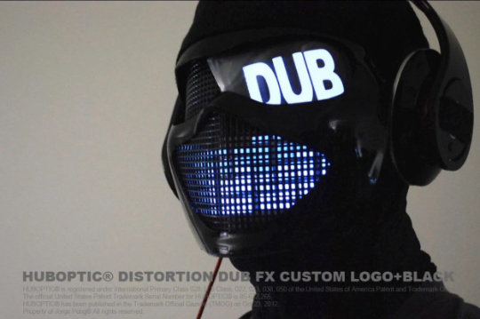 Gamer Custom Logo Mask HUBOPTIC® DJ mask Sound Reactive Light Up Mask ledmask2001