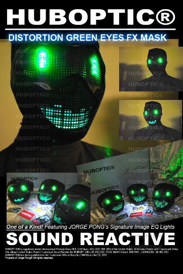 Green Eyes Robot Mask HUBOPTIC® DJ mask Sound Reactive Light Up Mask ledmask7001